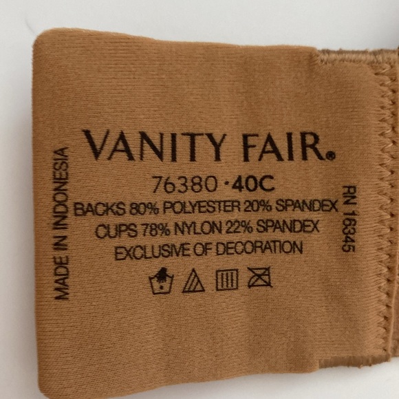 Vanity Fair Full Figure Beauty Back Bra Style 76380 Tan 40C - Picture 7 of 9